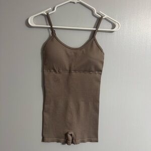 ANWND Womens Tan Ribbed Bodysuit Size Small